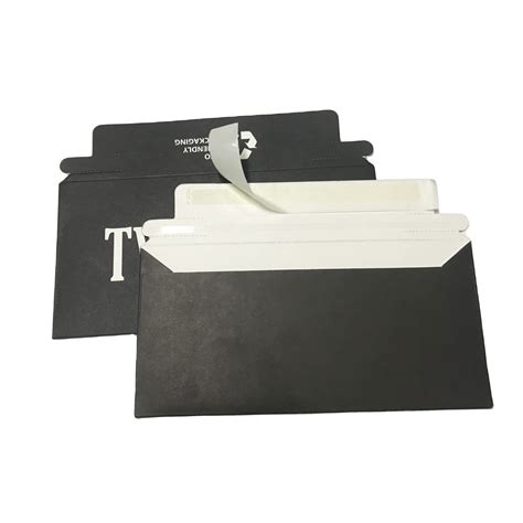 Custom 1000pcs Packaging Rigid Mailer Black Cardboard Envelope Tear