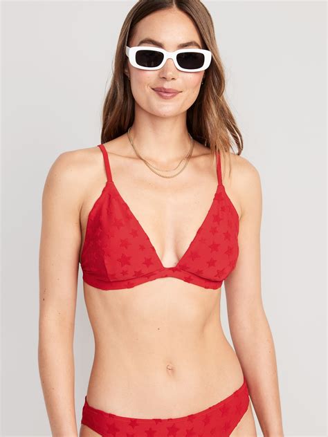 Old Navy Americana Print Triangle Bikini Swim Top For Women Red
