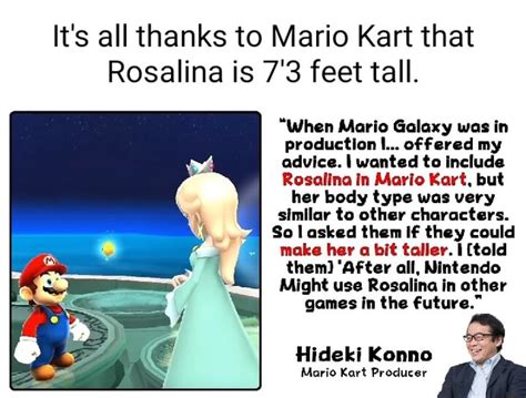 Its All Thanks To Mario Kart That Rosalina Is 73 Feet Tall When Mario Galaxy Was In