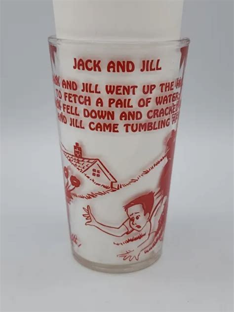 Vintage Hazel Atlas S Jack And Jill Nursery Rhyme Drinking Glass