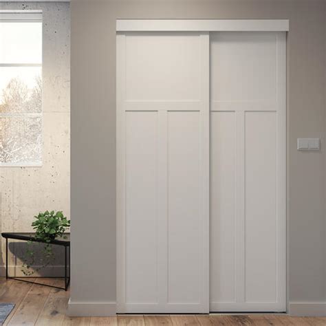 Whether the sliding mechanism is at the top, on the bottom, or both, the installation process is simple and straightforward. Colonial Elegance® White Mission Sliding Closet Door at ...