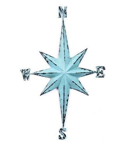 Nautical compass star decor round medallion tile marble mosaic md1023. Blue Vintage Direction Compass Beach Nautical Star metal Sign Wall Hanging Decor #Always # ...