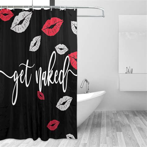 Get Naked Shower Curtain Funny Black Red White Bathroom Etsy Australia