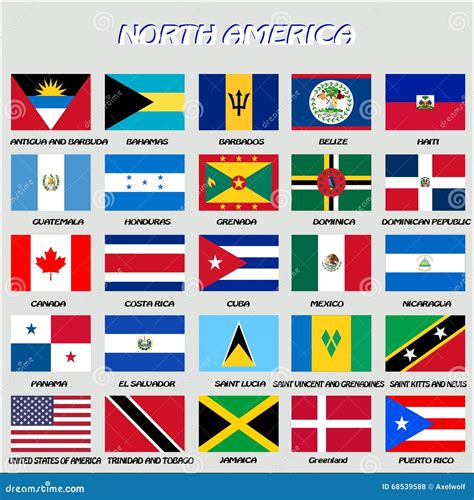 Vector Flags And Maps Of North American Countries Sto
