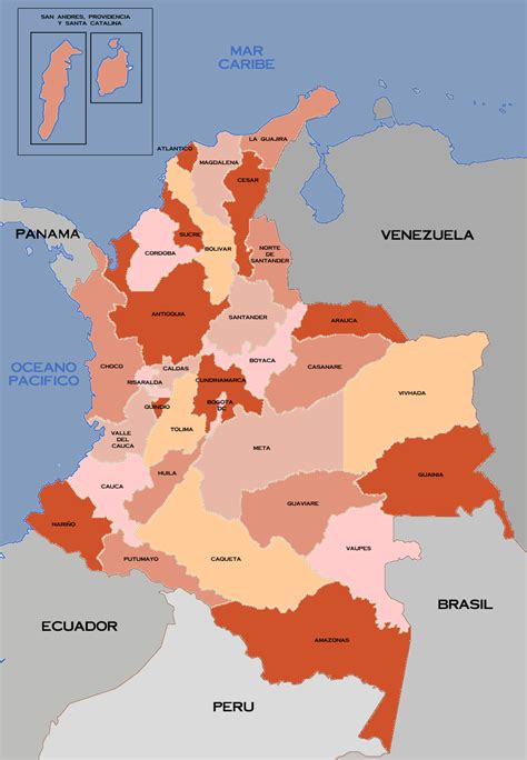 Archivomapa De Los Departamentos De Colombia 32png Wikipedia La