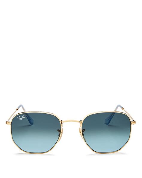 Ray Ban Ray Ban Unisex Icons Hexagonal Sunglasses 54mm In Gold Blue