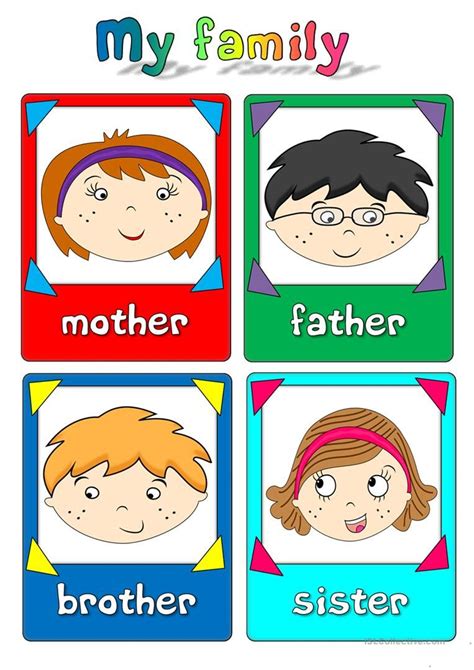 The best way to control your kindergarten english class isn't to constantly reprimand them, it's to create below are some ideas for activities that you can add in your lessons. My family - flashcards worksheet - Free ESL printable ...