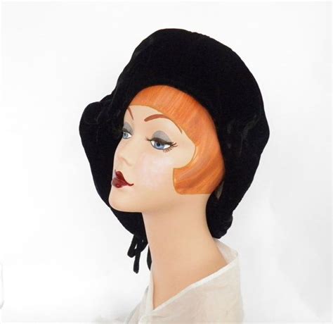 1940s tilt hat black velvet beret slouch new york etsy black velvet bow black velvet hats