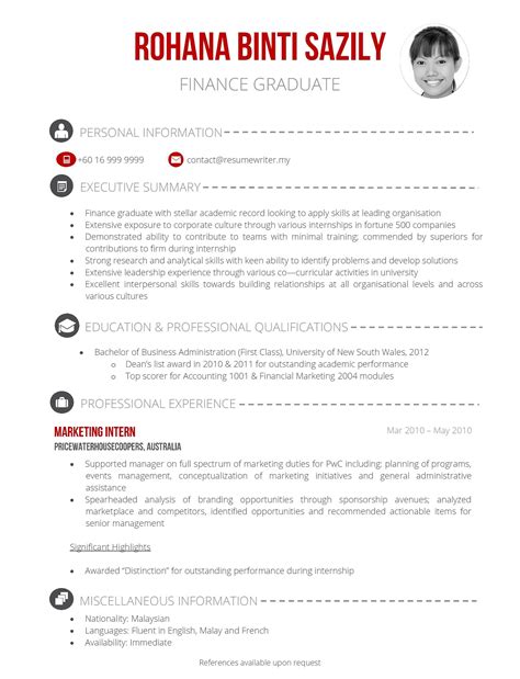 Here's a sample resume we recently produced for a fresh graduate in malaysia. Fresh_Graduate_MY | Resume Writer Malaysia