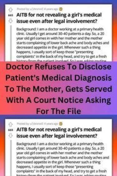 Doctor Refuses To Disclose Patient S Medical Diagnosis To The Mother