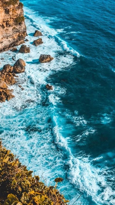 Download Sea Blue Water Ocean Wave Coast Iphone Wallpaper By