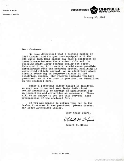 Sample fixed term terminal appointment letter. The 1970 Hamtramck Registry - Dealership Letters - 1967