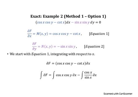 Solution Exact Equation Method 1 Example 2 Differential Equation