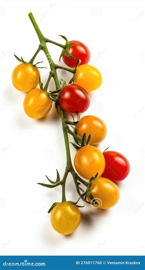 Red And Yellow Cherry Tomatoes On A Twig Stock Illustration