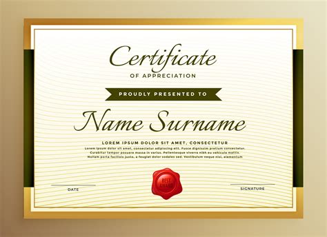 Premium Golden Certificate Of Appreciation Template Download Free Vector Art Stock Graphics