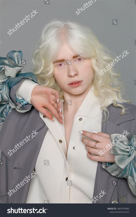 Beautiful Albino Girl White Skin Natural Stock Photo 1687414090