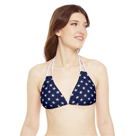 Stars Stripes American Flag Strappy Bikini Set Etsy