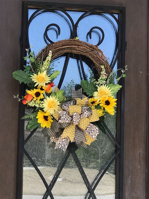 Sunflower wreath grapevine wreath sunflower door hanger | Etsy | Sunflower wreath diy, Sunflower ...