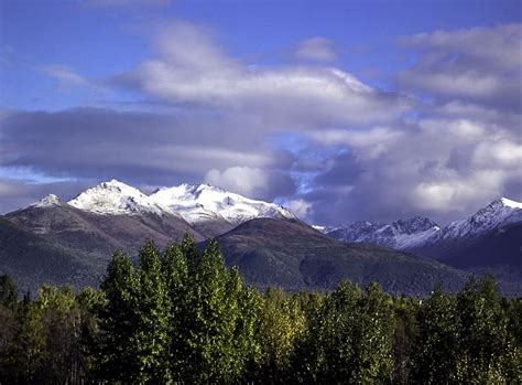 Chugach Mountains In Anchorage Alaska Landscape Image Free Stock