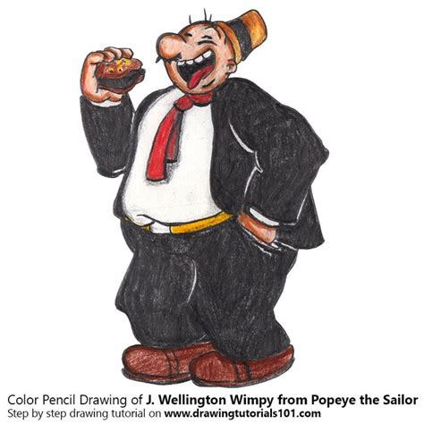 J Wellington Wimpy From Popeye The Sailor With Color Pencils Color