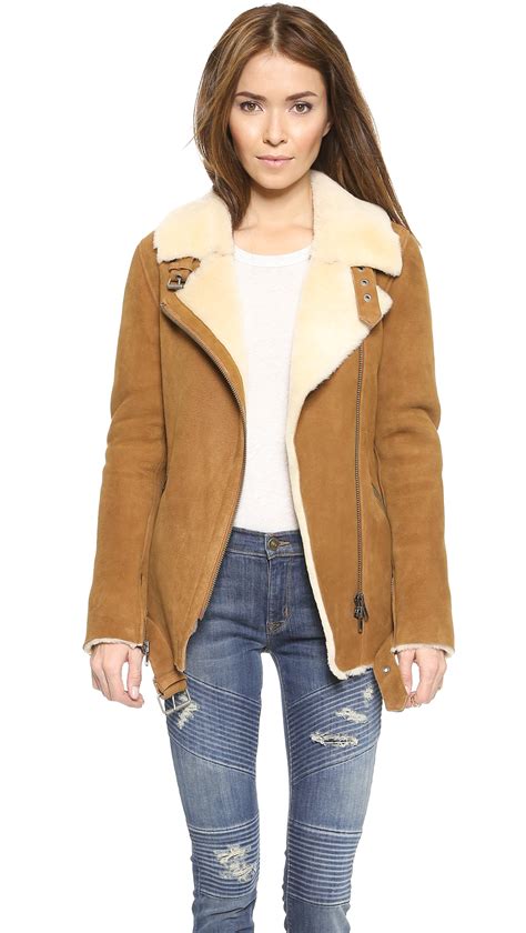 Joujou jou jou faux leather jacket cognac camel brown large knit hood size m. Shearling Suede Coat | Fashion Women's Coat 2017