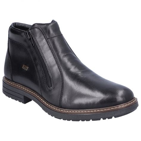 Mens 33160 00 Clarino Black Water Resistant Zip Up Ankle Boots Mens