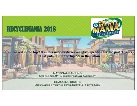 Uci Ranked Top 10 In Recyclemania Uci Sustainability Resource Center