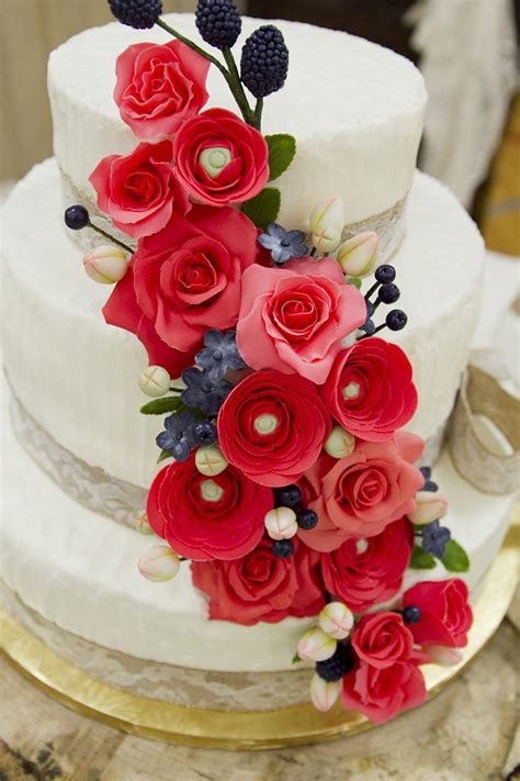 Rustic Coral And Navy Wedding Cake Decorated Cake By Cakesdecor