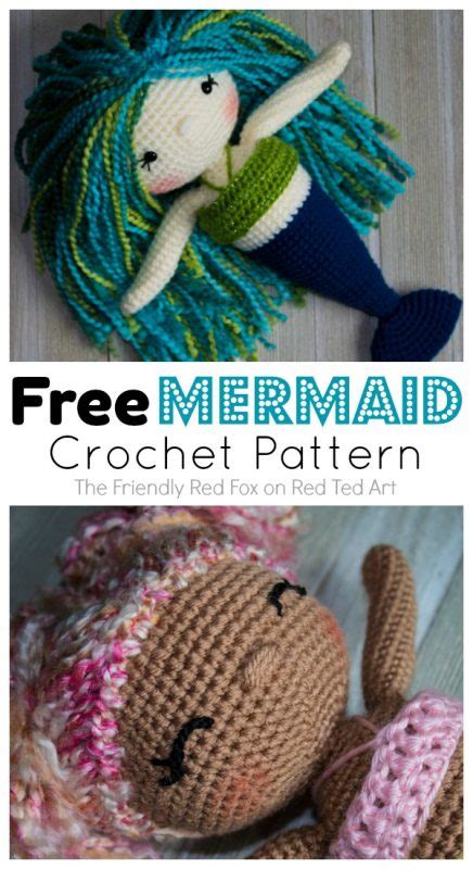 Free Mermaid Crochet Pattern Red Ted Art Kids Crafts