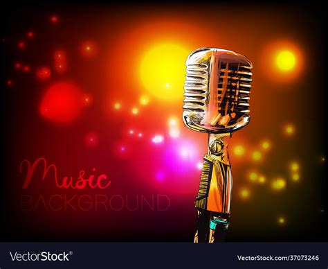 Music Background With Vintage Microphone Vector Image