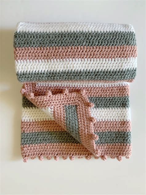 Beginner Soft Stripes And Dot Border Crochet Baby Blanket Daisy Farm