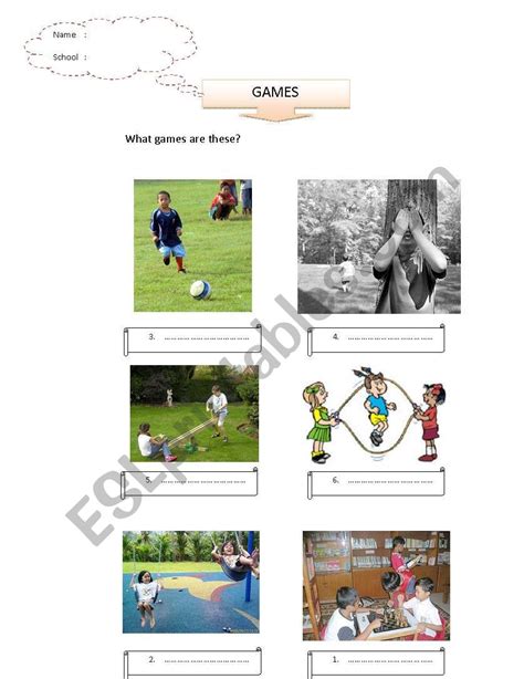 English Worksheets Traditional Games