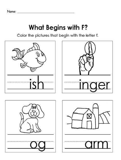 Letter F Worksheet For 1st Grade Preschool And Kindergarten