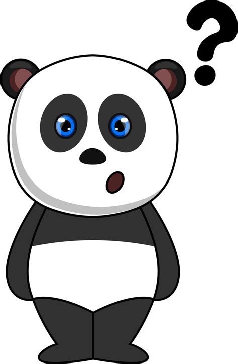 Panda With Question Marks Illustration Vector On White Background