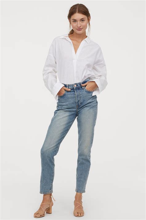 Mom High Ankle Jeans Light Blue Ladies Handm Ca Jeans Outfit