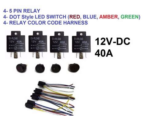 Purchase 4 Pack Relay Harness 30 40 Amp 5 Pin Spdt 12v Bosch Style