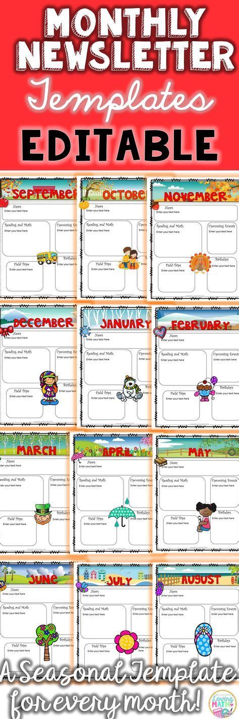 Check spelling or type a new query. Monthly Newsletter Templates EDITABLE | Classroom ...