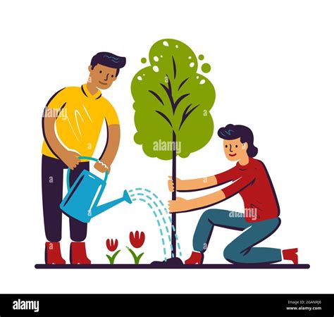 Gente Voluntarios Planta árbol Cuidado Del Medio Ambiente Cuestiones