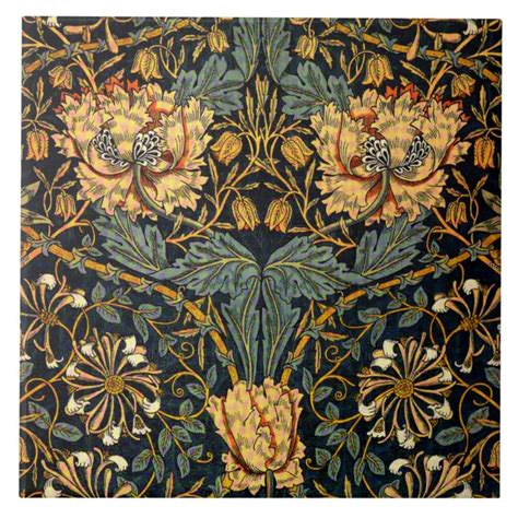 William Morris Antique Honeysuckle Floral Pattern Ceramic Tile Zazzle