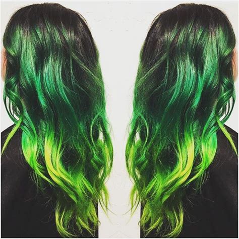 Black Hair With Lime Green Highlights