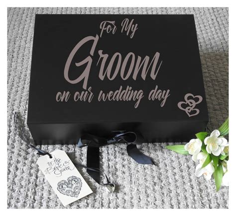 The night before the wedding or the morning of, celebrate the tradition of exchanging gifts with your groom. Groom gift box. | Wedding day gifts, Wedding gifts for ...