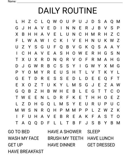 Daily Routine Word Search WordMint