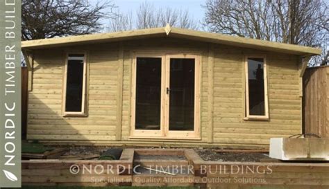 20 x 10 tanalised and pressure treated nordic reverse apex summerhouse shed 19mm tandg loglap