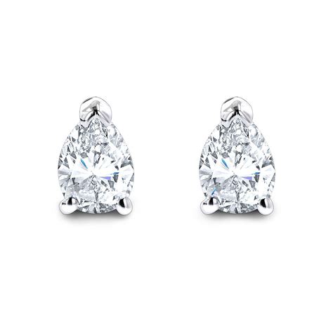 Pear Shape Diamond Stud Earrings 34 Carat 14k Gold 3 Prong Setting