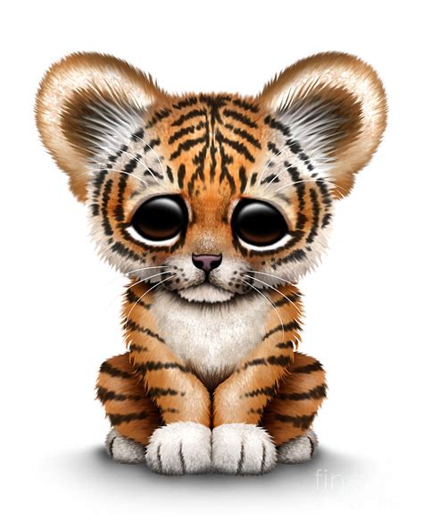 Cute Baby Tiger Cub Digital Art By Jeff Bartels Fine Art America