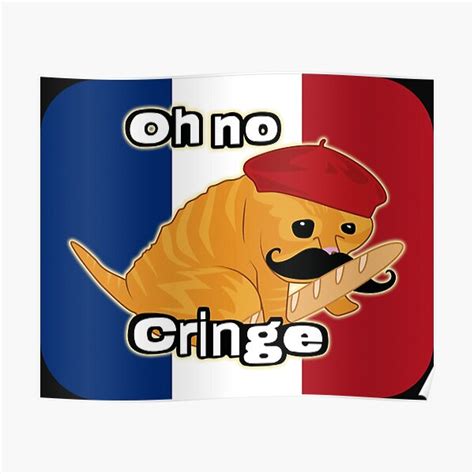 Oh No Cringe Cat French Flag Poster For Sale By Rzera Redbubble