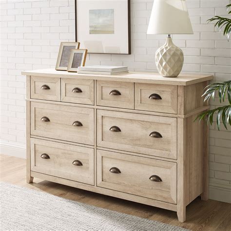 Manor Park Farmhouse 6 Drawer Dresser White Oak White