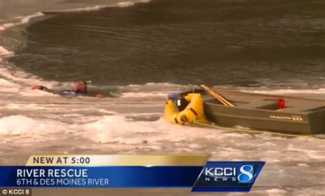 Dramatic Rescue Of Man Who Jumped Into Iowa River And Swam Away From