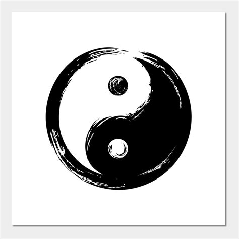 A Black And White Yin Symbol With Two Balls In The Middle On A White Background