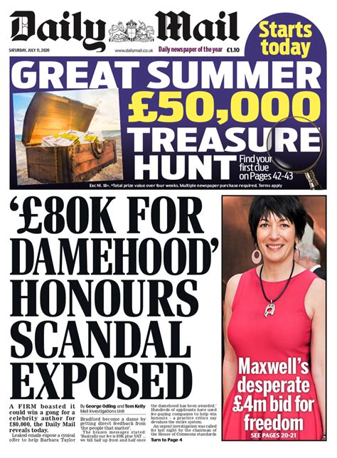 Daily Mail Front Page 11th Of July 2020 Tomorrows